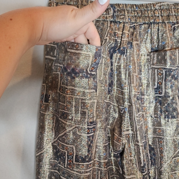 NWT Isabel Marant × H&M Silk Metallic pullon pants size 6 pockets - Picture 5 of 17